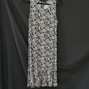 Floral Black and White Sleeveless Dress